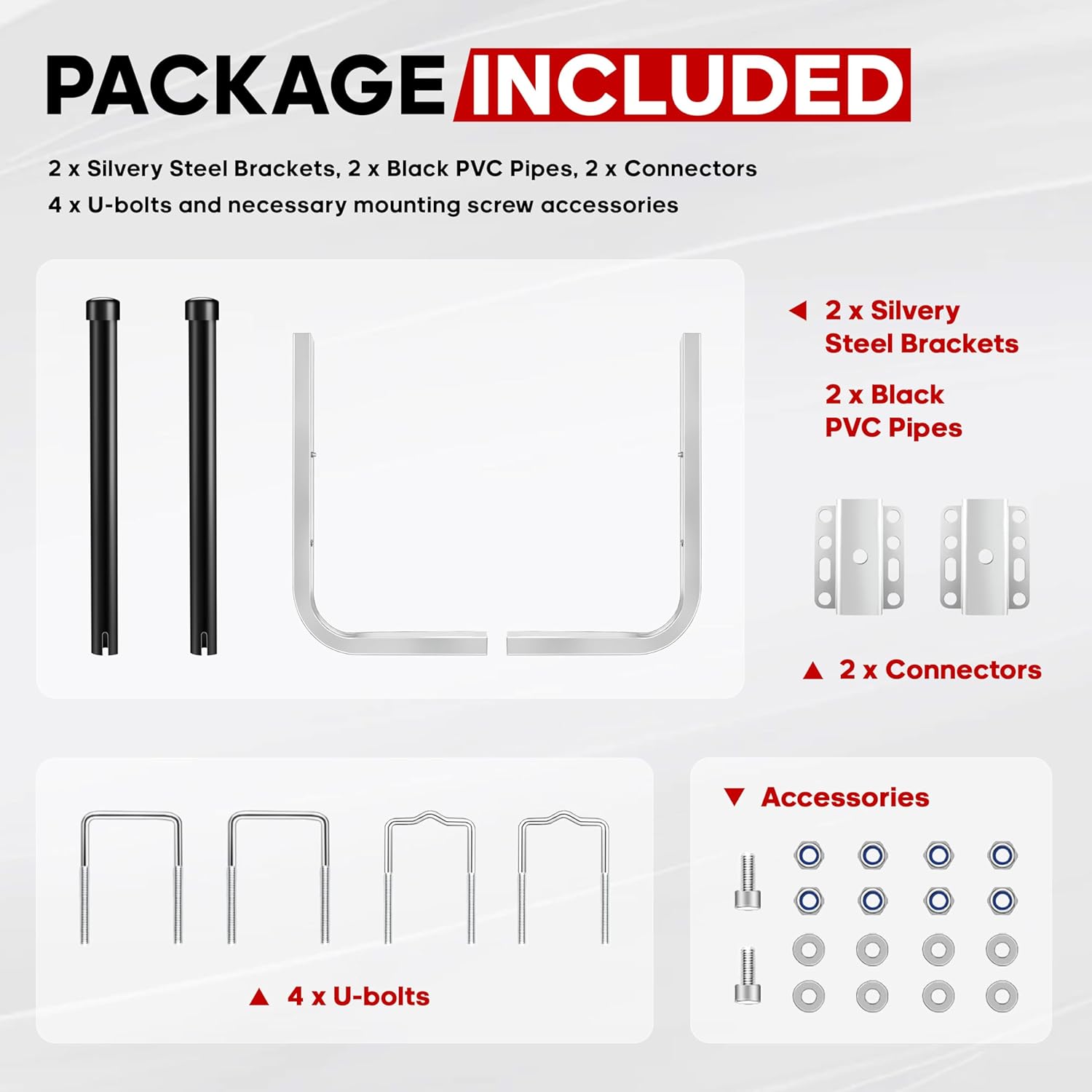 40/48 Adjustable Boat Trailer Guide-ons, Rustproof Electro-Galvanized Steel Trailer Guides, Boat Trailer Guides Poles with Black PVC Pipes Fit for Ski Boat, Fishing Boat, Sailboat Trailer 2PCS